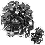 Alamic Cable Clamp R-Type Cable Clip Wire Clamp 3/4" Nylon Screw Mounting Cord Fastener Clips with Screws for Wire Management - Black - 50 Pcs