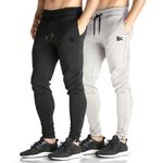 BROKIG Mens Ankle Zip Athletic Gym Joggers Pants Sport Workout Sweatpants Jogging Track Sweat Pants Men with Pockets(Black/Light Grey,Large)