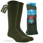 J.B. Field's -50 Below Icelandic Wool Socks for Extreme Cold Winter Weather, Thermal Socks for Women and Men, (Large), Green (2 Pairs), Large
