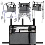 supregear Walker Bag with Cup Holder, Water-Resistant Wheelchair Pouch Folding Walker Accessory Basket for Wheelchairs, Rollators, Scooters, Grey