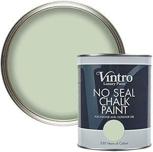 Vintro | No Seal Chalk Paint | Pale Green | Interior & Exterior Use | Furniture | Walls | Wood | Metal | 1 Litre (Verdant)