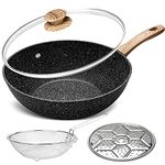 MICHELANGELO Wok 28cm, Non Stick Wok with Lid, Woks 28cm with Frying Basket & Steam Rack Wok Set, Deep Frying Pan, Woks & Stir-Fry Pans