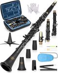 AKLOT B Flat Concert Clarinet: Precision Tone Hole Design for Stable Intonation, Durable Black Nickel Keys, Including Leather Hard Case, Barrel, Stand, Full Cleaning Kit (Aria-EN)