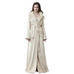 Long Hooded Robe for Women Luxurious Flannel Fleece Full Length Bathrobe Winter Warm Pajamas Shower Nightgown