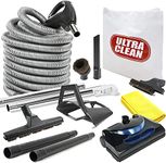 Ultra Clean Central Vacuum Kit with Powerhead Hose and Tools, Fits All Brands Beam Electrolux Nutone Hayden (35ft Pigtail, Black)