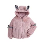 Hopscotch Girls Fibre Animal Print Full-Sleeve Fleece Jacket in Pink Color For Ages 9-10 Years (LSM-3192412)