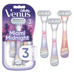 Gillette Venus Miami Midnight Smooth Women's Disposable Razors with Aloe, 3 Razors