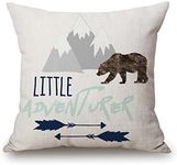 Solekla Throw Pillow Cover Baby Little Adventurer in Navy Grey and Aqua Boy Decorative Pillow Case Home Decor Square 18x18 Inches Pillowcase