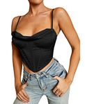 Baonmy Women Bustier Corset Top Sleeveless Satin Bustier Backless Boned Spaghetti Strap Corset Crop Top Clubwear (as1, alpha, l, regular, regular, Black)