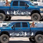 Fochutech Truck Stickers and Decals, Large Mountains Car Side Stickers for Truck Pickup SUV, Forests Tree Graphics Vinyl Stickers for Car Body Door Both Sides, Cool Car Decal Stickers for Men (White)