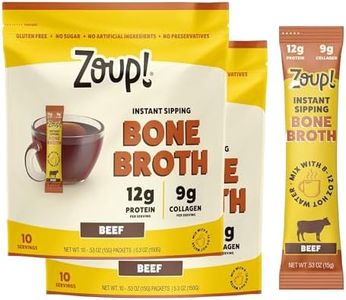 Zoup! Instant Sipping Beef Bone Broth Mix - Paleo and Keto Friendly with 12 Grams of Protein - Non-GMO - Beef Bone Broth Protein Powder Packets To Go - Beef, .53 oz. (Pack of 20)