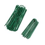 Fixed Lawn Garden Pegs Stakes for Netting Robust and Corrosion-resistant U-Shaped Nail Pins for Weed Tent Pegs Metal for Artificial Grass, Green Paint. (Green, 10PCS)