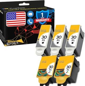 Cartlee Set of 5 Compatible 30xl High Yield Ink Cartridges for Kodak Hero 3.1 Hero 5.1 ESP 3.2 ESP C110 ESP C310 ESP Office 2150, ESP C315, ESP Office 2170