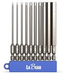 LABEAR - 10pc METRIC 4 inch long Tamper Hex, Security Bits, 1/4" Shank Hex Head Allen Wrench Screwdriver Bit Set, Power Bits, S2 Steel, H1.5, H2, H2.5, H3, H4, H5, H6, H7, H8