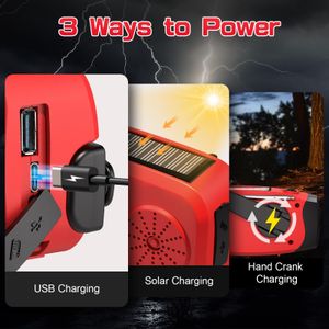 Wind Up Solar Emergency Radio – AM/FM, LED Torch, Power Bank, Red