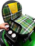 J.D.Riner Dry Goods Green and Yellow Plaid Lawn Mower seat Cover with Built in Drink Cooler | Universal Lawn Mower seat Cover | Lawn Tractor seat Cover | Replacement Lawn Mower seat Cover