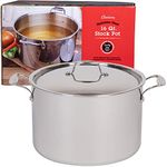 Camerons 16 Quart Stock Pot with Lid - Tri-ply 18/10 Professional Grade Induction Ready Stainless Steel Sauce Pot w/Handles - Stick Resistant Interior- Great for Cooking Christmas Turkey Roast Dinner