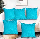 STARNSTYLE Velvet Decorative Cushion Cover 24x24 Inch - Set of 5, Soft Solid Damask Square Throw Pillow Covers for Sofa, Living Room or Home Decor - 60x60 cm