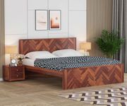 Gouravgenic handicraft Solid Sheesham Wood Queen Size Without Storage Bed for Living Room Wooden Double Bed for Bedroom Palang Cot Home Bed Furniture (Honey Finish)