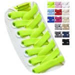 Puzeam 2 Pairs Elastic Laces - No Tie Shoelaces for Kids, Adults Trainers Shoes Neon green 120