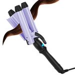 32mm (1.25") Mermaid Beach Waves Curling Iron, Aima Beauty Hair Waver 3 Barrel Iron, Mermaid Big Wave Waver Iron with Adjustable Temperature, Durable, Heats Up Quickly (Purple)