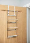 LIVIVO 4 Tier Chrome Over The Door Towel Rail Rack Hanger Holder Bathroom Storage Organiser Shelves With 2 Hooks For Hanging and placing Clothes