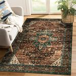 Moynesa Ultra-Thin Washable Vintage Area Rug - 4x6 Living Room Rug for Bedroom Office, Non-Shed Non Slip Oriental Laundry Bathroom Mat Indoor Accent Floor Carpet for Entrance Kitchen Mudroom