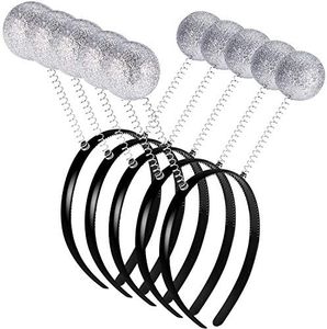 meekoo 5 Pieces Halloween Martian Alien Headband Funny Alien Antenna Headband Head Boppers for Halloween Supplies and Costume Accessory Party Silver
