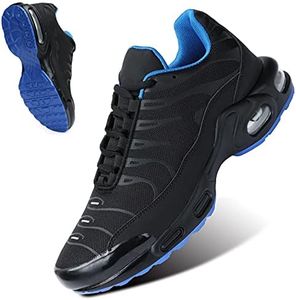 Mens Trainers Running Fashion Shoes Air Cushion Casual Sneakers Walking Tennis Gym Athletic Sports, Black Blue, 7 US