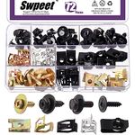 Swpeet 72Pcs Universal Metal Engine Under Cover Body Bolts Bumper Fender and Metal Trim Panel Spring Clip Auto Car U-Clip Trim Moulding Clip with Matched Screws Compatible with Most Cars