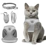 Escape Proof Cat Harness and Lead Set, Soft Mesh Puppy Harness, Adjustable Soft Cat Walking Jackets, Breathable Cat Leash, Comfortable Kitten Harness for Large Medium Small Pets Walking, Grey(S)