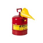 Justrite 7150110 5 Gallon, 11.75" OD x 16.875" H Galvanized Steel Type I Red Safety Can with Funnel