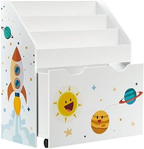 SONGMICS Étagère pour Jouets, 3 Compartiments Bibliothèque pour Enfants, Boîte à Jouets Mobile, avec roulettes, Multi-Usage, pour Chambre d'enfant et Salle de Jeux, Blanc GKR41WT