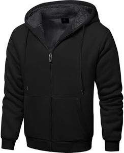 ZITY Men's Zip Up Hoodie Heavyweight Winter Sweatshirt Fleece Sherpa Lined Warm Jacket
