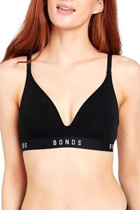 Bonds Women's Originals Wirefree Tee Shirt Bra, Black (1 Pack), 12B