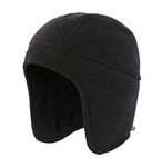 Home Prefer Mens Womens Warm Fleece Beanie Earflap Winter Hat Outdoor Skull Caps, Black, L