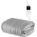 Emperial Heated Throw - Electric Heated Blanket - Machine Washable Fleece with Digital Remote, Timer and 9 Heat Settings (Grey)