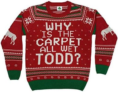 Why is The Carpet All Wet Todd Ugly Christmas Sweater,Long Sleeve (Small) Red