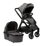 BABABING Raffi Pushchair 3-in-1 Travel System, Baby Pushchair Buggy, Adjustable Seat Unit and Carry Cot with Canopy, Ubersnug Footmuff & 2 in 1 Rain Cover for Newborn (Anthracite Grey)