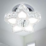 Cainjiazh Crystal Chandeliers Modern Small Chandelier Flower Crystal Ceiling Light for Living Room Bedroom Hallway Kitchen Small Room(Cool White)