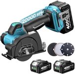 Seesii 3" Cut Off Tool Cordless 21V Max - 20000 RPM Brushless & Compact, 0.1s Brake, Forward/Reverse, 2×4.0Ah Batteries, Mini Cutter with 3/8" Arbor Blades, for Wood, Metal, Tile, Rebar