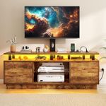 DWVO LED TV Stand for 70/65 inch TV with Mount & Power Outlet, TV Stands for Living Room, Entertainment Center with Storage, Modern Television Stand, Gaming Media Stand, Rustic Brown