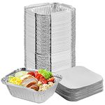 Wrap On Aluminium Foil Container Box 450ml 100pc with Lid Cover For Food Packing, Disposable Boxes for Takeout Fast Food (Pack of 100)