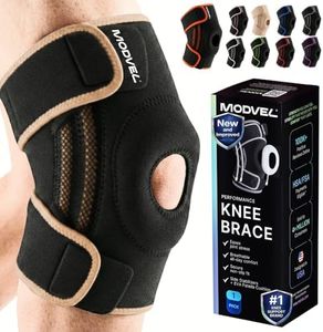 Modvel Knee Brace with Side Stabilizers & Patella Gel Pads for Pain Relief and Joint Support Breathable, Non-Slip Compression Sleeve for Men & Women, Arthritis, Meniscus, ACL Recovery