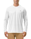 Roadbox Men's Sun Protection UPF 50+ UV Outdoor Long Sleeve Dri-fit T-Shirt Rashguard for Running, Fishing, Hiking(Medium, White)