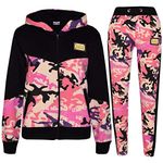 A2Z 4 Kids Unisex Tracksuit Kids Designer's A2Z Badged Camouflage Contrast Panel Hooded - T.S Camo 602 Baby Pink 5-6