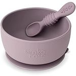 Simka Rose Baby Bowl and Spoon Set, Baby Bowls Suction for Toddler, BPA-Free Silicone Bowls Baby, Baby Bowl and Spoon Dishwasher and Microwave Safe Baby Feeding Supplies