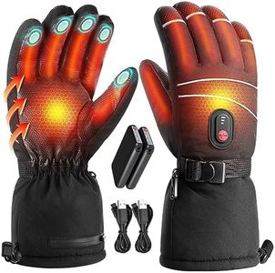 Heated Gloves, 5000mAh Rechargeable Battery, 3 Heating Levels, Waterproof Touchscreen, Men Women, Ski Hunting Fishing Cycling