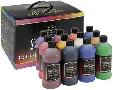 Creative Inspirations Artist Acrylic Paint Set for Canvas - 12 Mixed Vivid Colors, Rich Satin Finish for Painting, Arts and Crafts - 16 Ounce Bottles