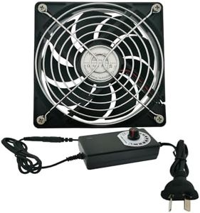 Ronyaoko 120mm Fan, Big Airflow 120mmx25mm Computer Fan,Variable Speed Controller, Strong Airflow AC 100V to 240V for Receiver LED Lights Amplifier DVR Playstation Component Cooling